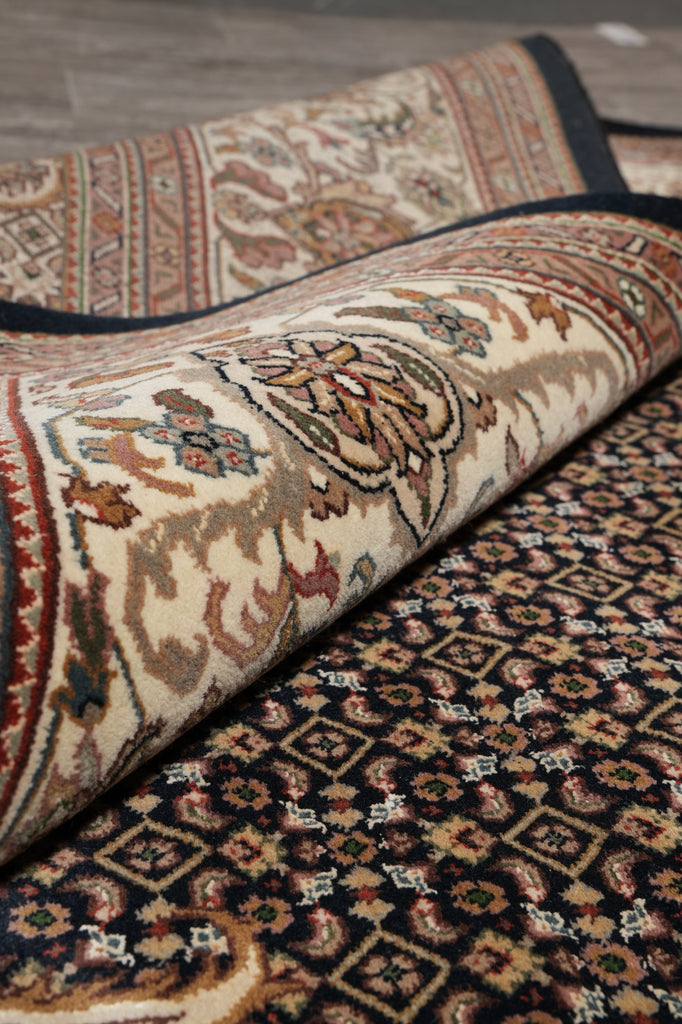 8.2 x 10.3 Black Mahi Tabriz Wool and Silk Handmade Area Rug #F-4455