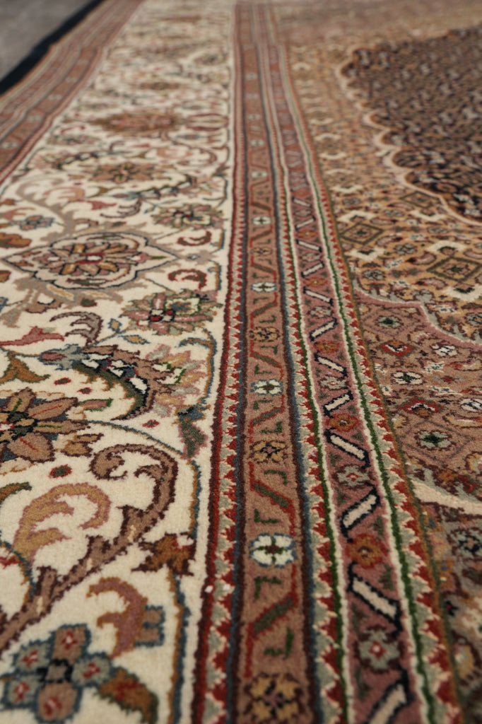 8.2 x 10.3 Black Mahi Tabriz Wool and Silk Handmade Area Rug #F-4455