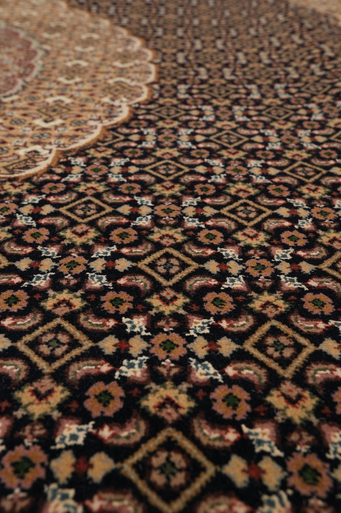 8.2 x 10.3 Black Mahi Tabriz Wool and Silk Handmade Area Rug #F-4455