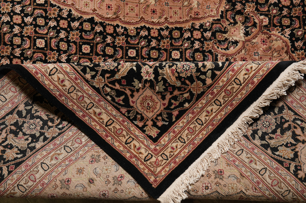 7.9 x 9.9 Black Area Rug High Quality Handmade Wool Silk #F-4456