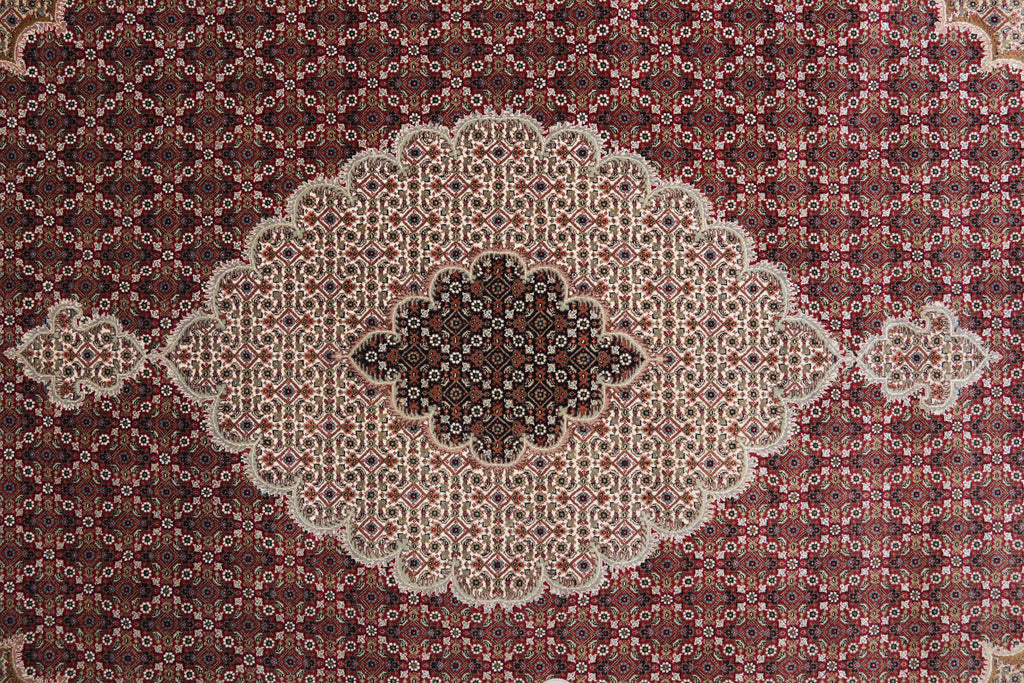 8.1 x 11.6 Finer Weave Handmade Rug Wool and Silk Mahi Tabriz#F-4155