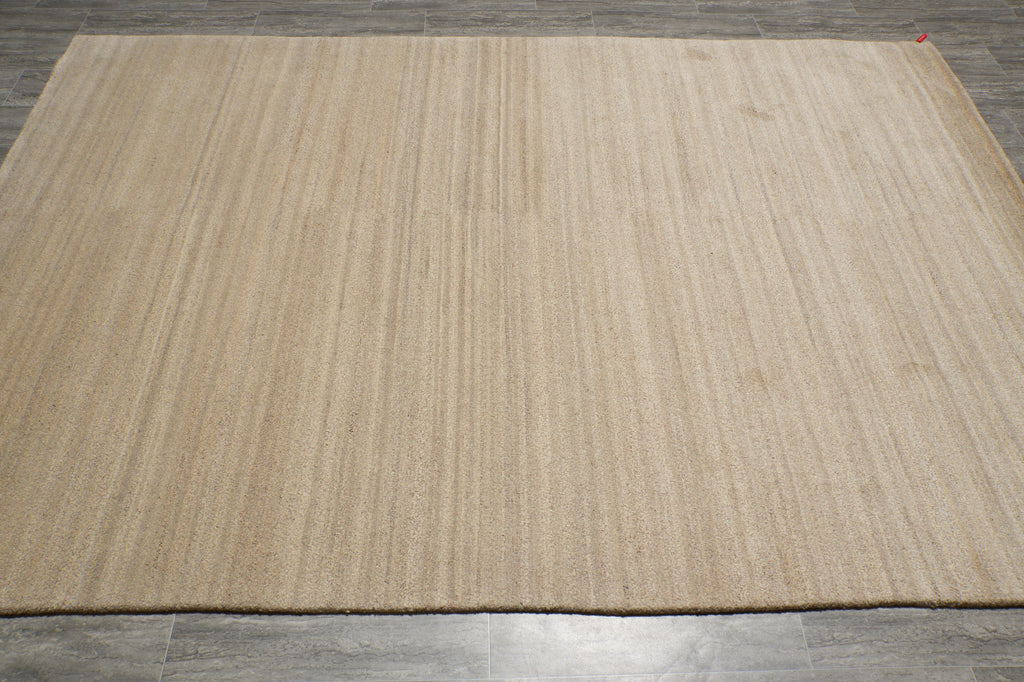 6.9 x 10 Natural Beige Plain One Color Handmade Modern Gabbeh Rug #F-3360
