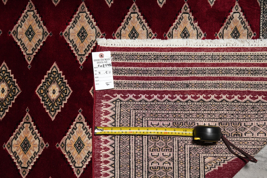 4 x 6 Hand-Knotted New Jaldar Bokhara Rug Rich Burgundy #PIX-25450