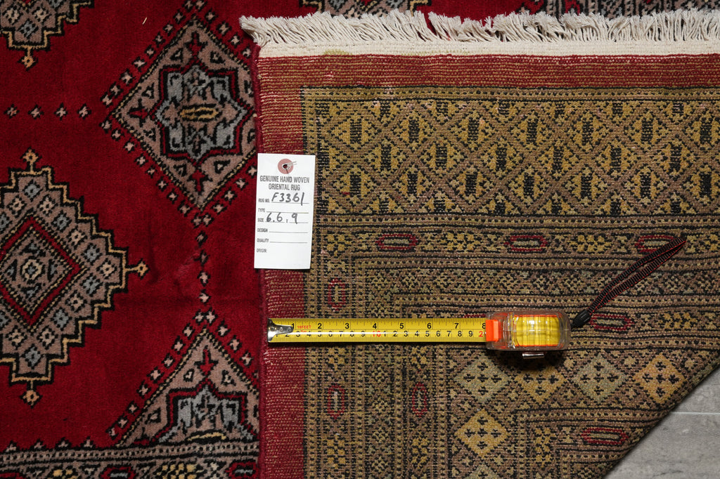 6.6 x 9 Handmade Jaldar Bokhara Rug Imported Pakistan #F-3361