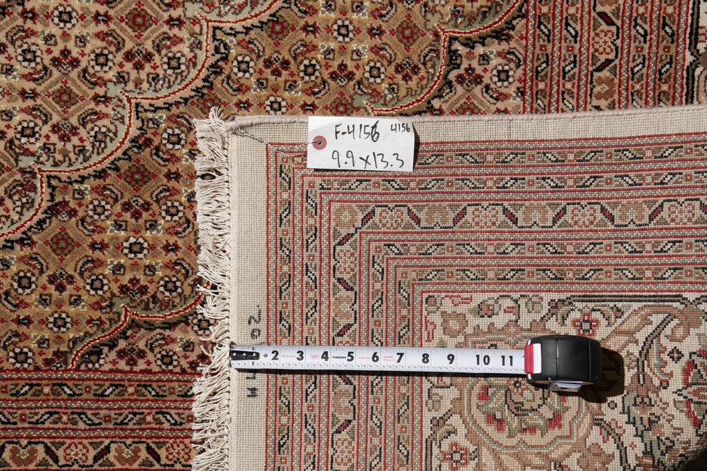 9.9 x 13.3  Quality Handmade Wool and Silk Rug Mahi Tabriz #F-4156