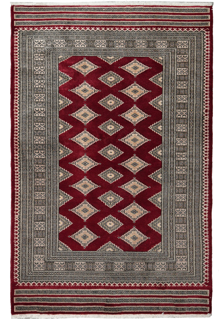 4 x 6 Hand-Knotted New Jaldar Bokhara Rug Rich Burgundy #PIX-25450