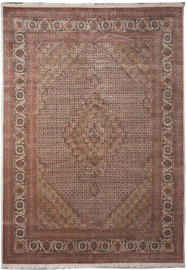 9.9 x 13.3  Quality Handmade Wool and Silk Rug Mahi Tabriz #F-4156