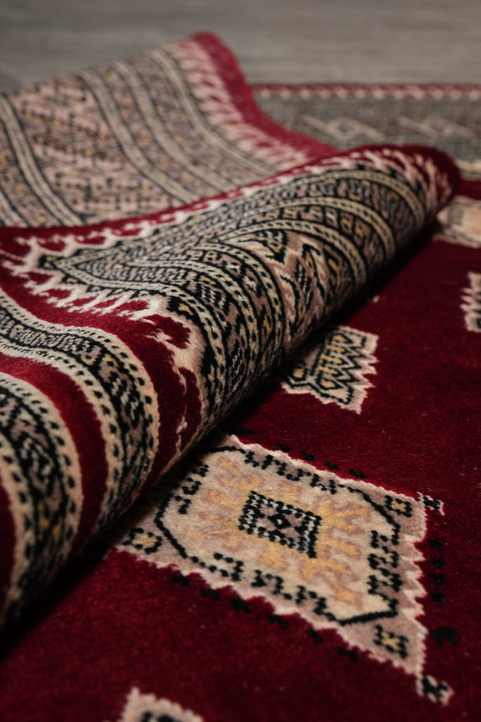4 x 6 Hand-Knotted New Jaldar Bokhara Rug Rich Burgundy #PIX-25450