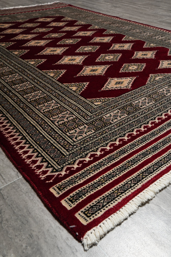 4 x 6 Hand-Knotted New Jaldar Bokhara Rug Rich Burgundy #PIX-25450