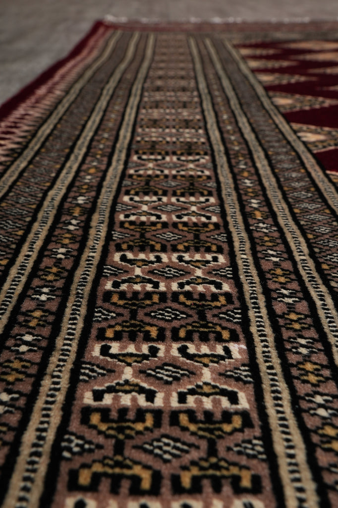 4 x 6 Hand-Knotted New Jaldar Bokhara Rug Rich Burgundy #PIX-25450