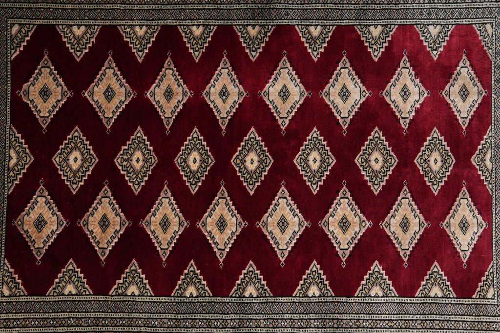 4 x 6 Hand-Knotted New Jaldar Bokhara Rug Rich Burgundy #PIX-25450