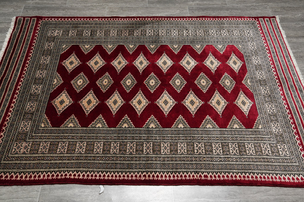 4 x 6 Hand-Knotted New Jaldar Bokhara Rug Rich Burgundy #PIX-25450
