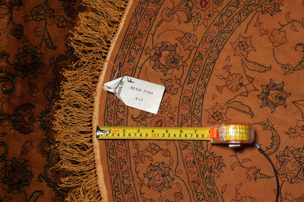 4 x 6 Oval Silk Handmade Rug Over Dye Gold #51060