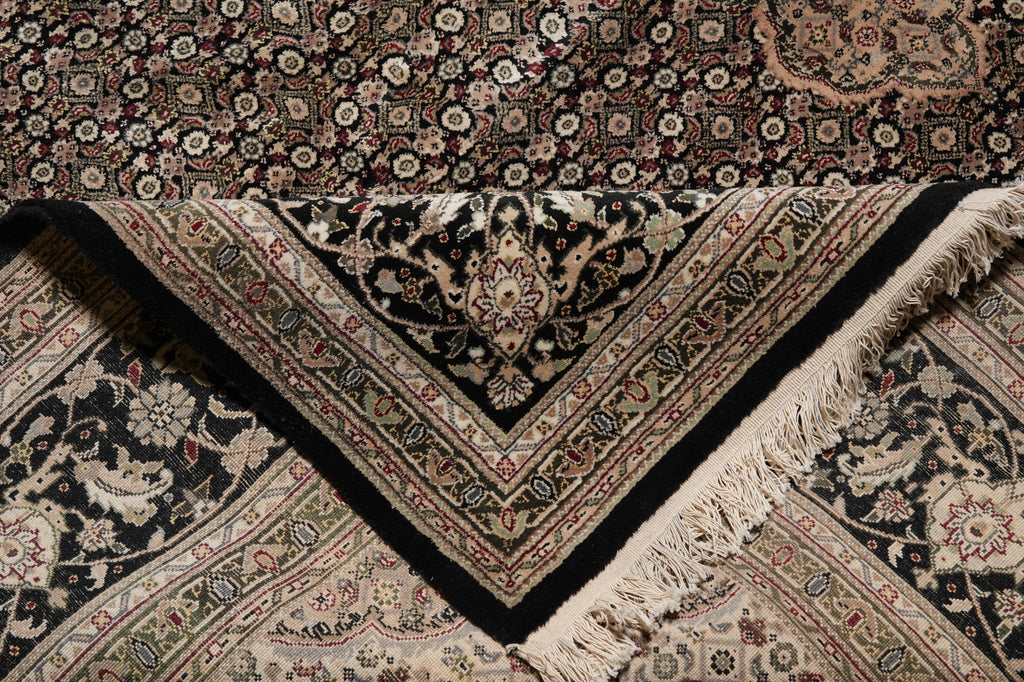 9 x 12 High Quality Wool and Silk Handmade Area Carpet Black #PIX-8374