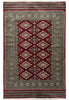Load image into Gallery viewer, 4 x 6 New Hand-Knotted Jaldar Bokhara Rug Burgundy Green #B-75601