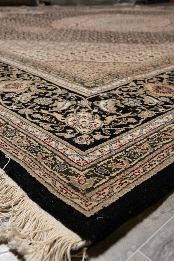 9 x 12 High Quality Wool and Silk Handmade Area Carpet Black #PIX-8374