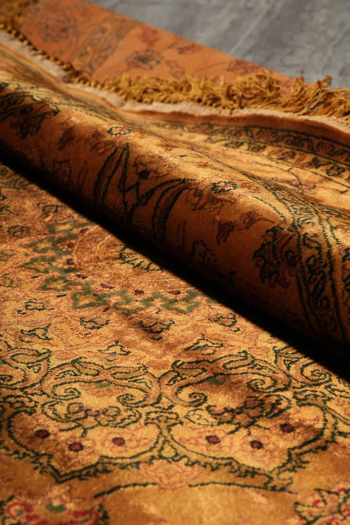 4 x 6 Oval Silk Handmade Rug Over Dye Gold #51060