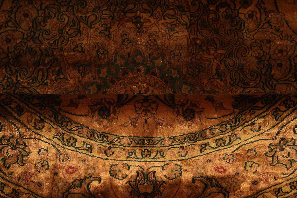 4 x 6 Oval Silk Handmade Rug Over Dye Gold #51060