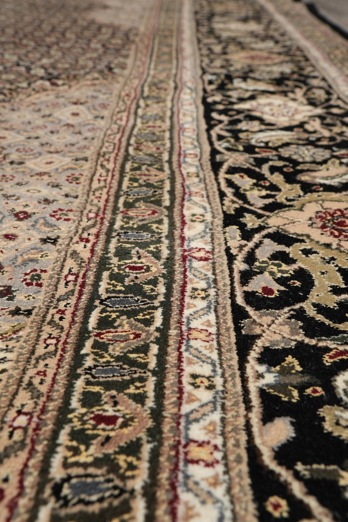 9 x 12 High Quality Wool and Silk Handmade Area Carpet Black #PIX-8374