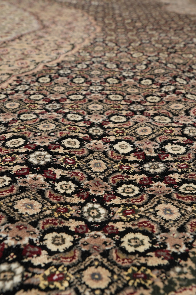 9 x 12 High Quality Wool and Silk Handmade Area Carpet Black #PIX-8374