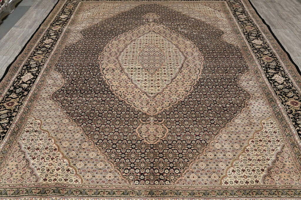 9 x 12 High Quality Wool and Silk Handmade Area Carpet Black #PIX-8374