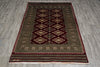 Load image into Gallery viewer, 4 x 6 New Hand-Knotted Jaldar Bokhara Rug Burgundy Green #B-75601