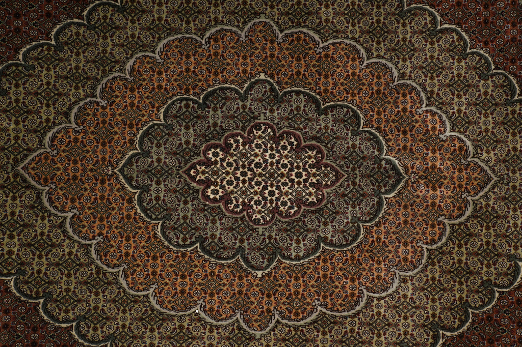 11.3 x 16.3 Authentic Signed Persian Tabriz Mahi Super Fine Quality 400 KPSI Silk & Wool Rug Black 400KPSI #PIX-20629