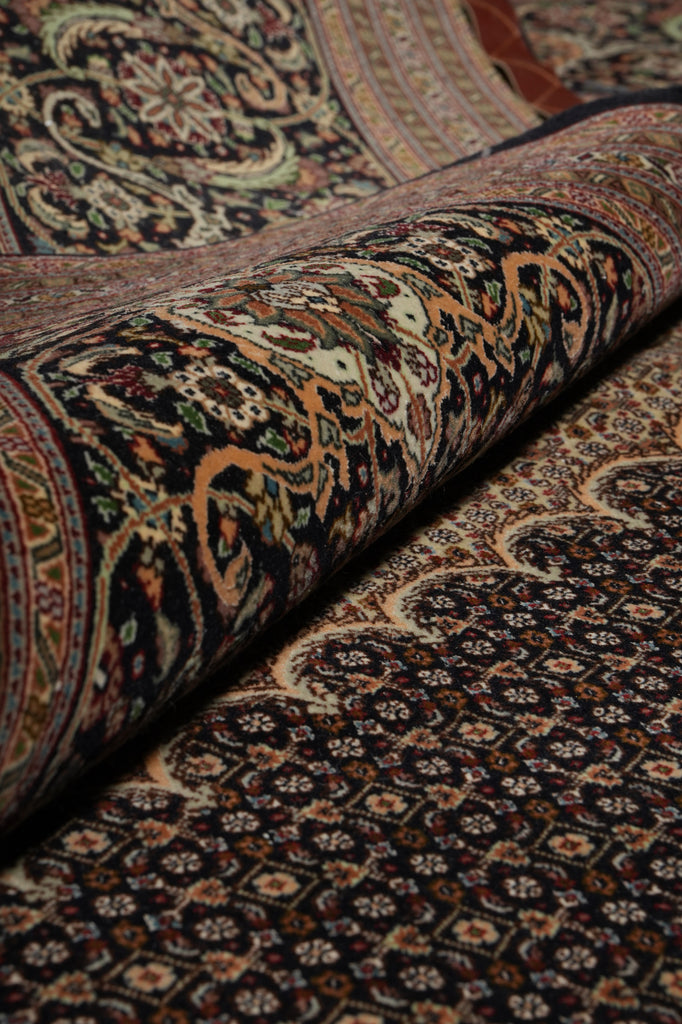 11.3 x 16.3 Authentic Signed Persian Tabriz Mahi Super Fine Quality 400 KPSI Silk & Wool Rug Black 400KPSI #PIX-20629