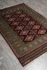 Load image into Gallery viewer, 4 x 6 New Hand-Knotted Jaldar Bokhara Rug Burgundy Green #B-75601