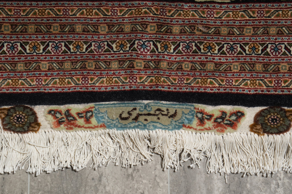 11.3 x 16.3 Authentic Signed Persian Tabriz Mahi Super Fine Quality 400 KPSI Silk & Wool Rug Black 400KPSI #PIX-20629