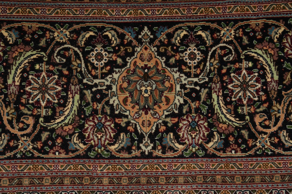 11.3 x 16.3 Authentic Signed Persian Tabriz Mahi Super Fine Quality 400 KPSI Silk & Wool Rug Black 400KPSI #PIX-20629