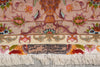 Load image into Gallery viewer, Woven signature panel on the Persian Tabriz rug reading Iran Tabriz Designer Ali Ghaffari, with hand-knotted fringe and floral border detail