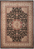 Load image into Gallery viewer, 8.6 x 11.6 Fine Wool and Silk Handmade Tabriz Rug Black #F-4158
