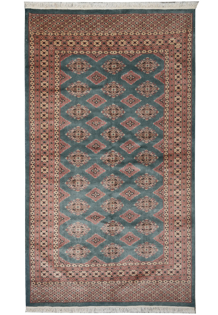 4 x 7 Green Jaldar Bokara Rug #B-78151