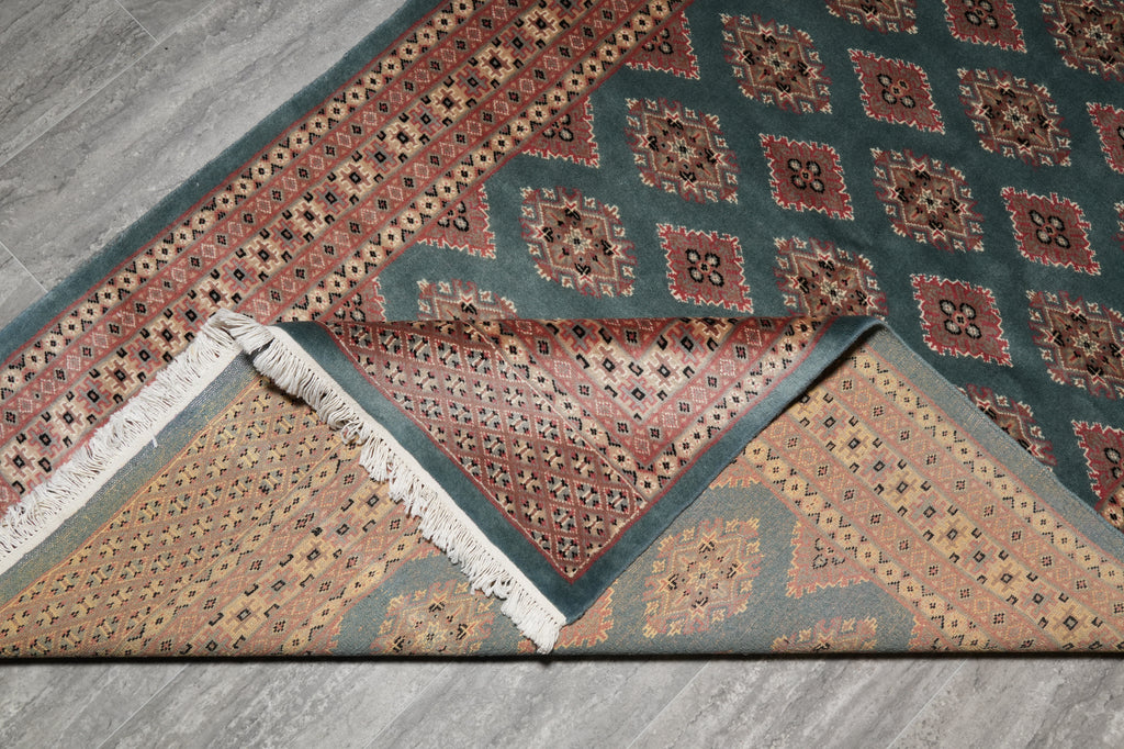 4 x 7 Green Jaldar Bokara Rug #B-78151