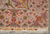 Load image into Gallery viewer, Border and corner detail of the Persian Tabriz rug with pink field, floral vine motifs, and ivory guard band above the fringe