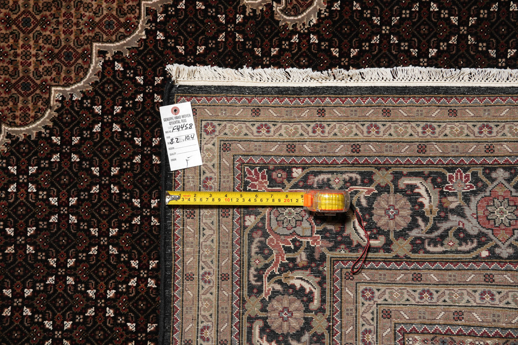 8.2 x 10.4 Mahi Tabriz Quality Handmade Wool And Silk Area Rug Black #F-4458