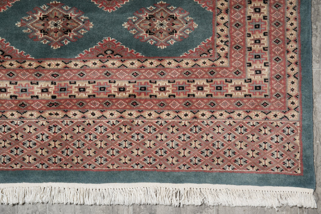4 x 7 Green Jaldar Bokara Rug #B-78151