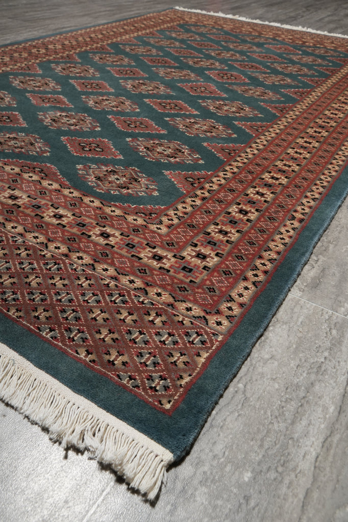 4 x 7 Green Jaldar Bokara Rug #B-78151