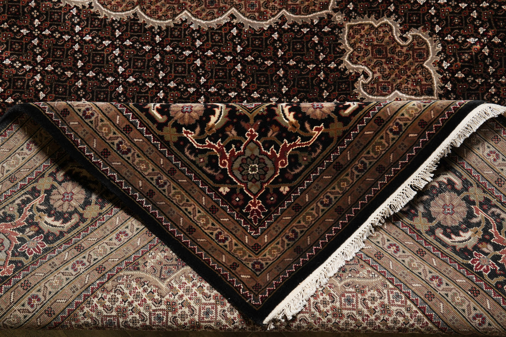 8.2 x 10.4 Mahi Tabriz Quality Handmade Wool And Silk Area Rug Black #F-4458