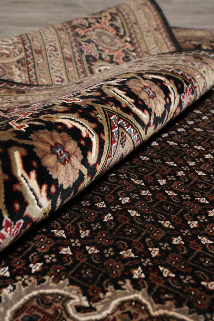 8.2 x 10.4 Mahi Tabriz Quality Handmade Wool And Silk Area Rug Black #F-4458