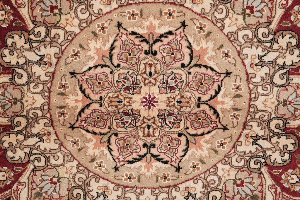 8.6 x 11.6 Fine Wool and Silk Handmade Tabriz Rug Black #F-4158