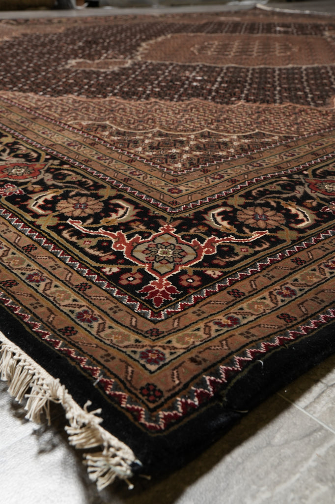 8.2 x 10.4 Mahi Tabriz Quality Handmade Wool And Silk Area Rug Black #F-4458