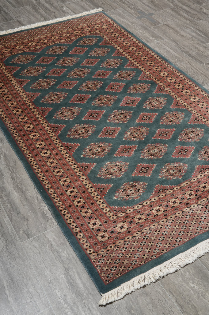 4 x 7 Green Jaldar Bokara Rug #B-78151
