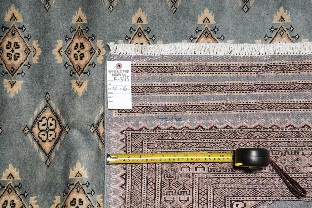 4 x 6 Hand-Knotted Jaldar Bkara Rug Slate Blue #F-3115