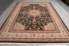 Load image into Gallery viewer, 8.6 x 11.6 Fine Wool and Silk Handmade Tabriz Rug Black #F-4158