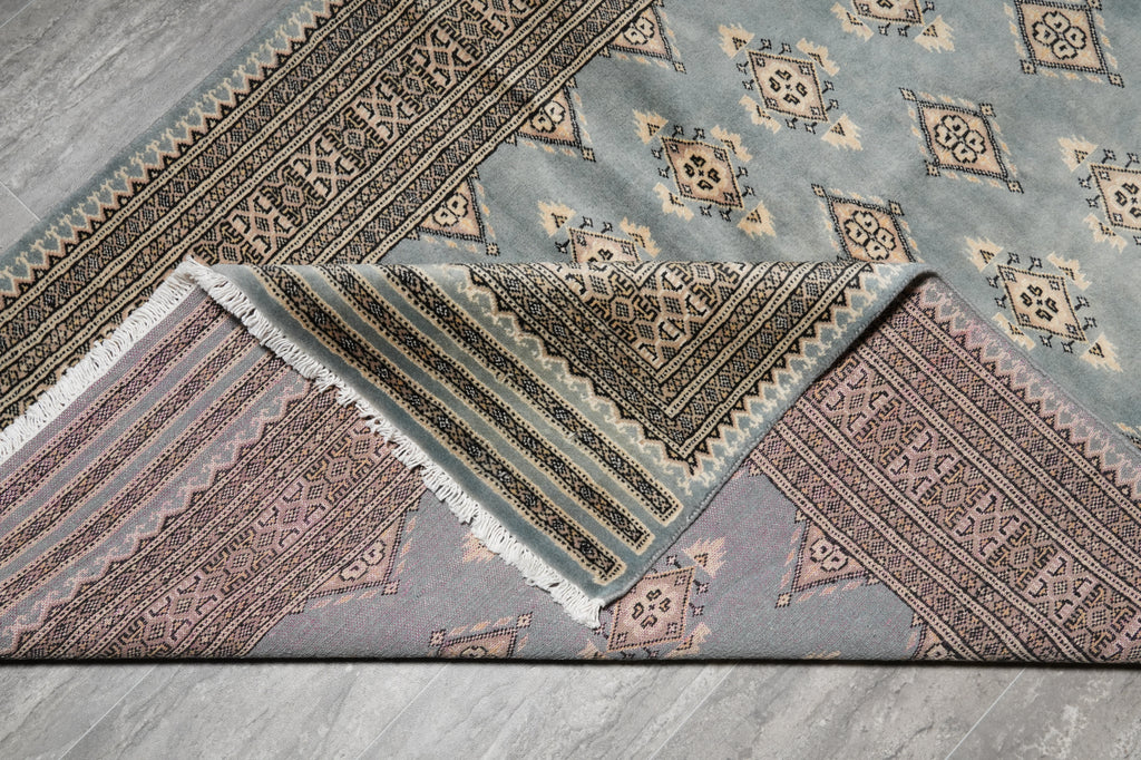 4 x 6 Hand-Knotted Jaldar Bkara Rug Slate Blue #F-3115