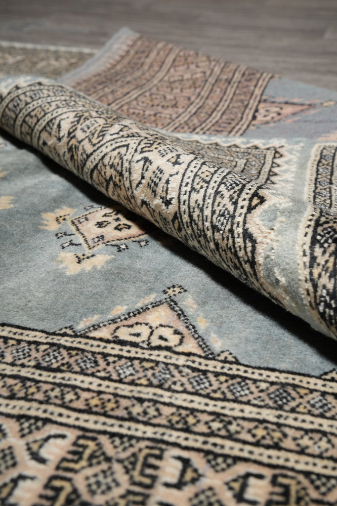 4 x 6 Hand-Knotted Jaldar Bkara Rug Slate Blue #F-3115