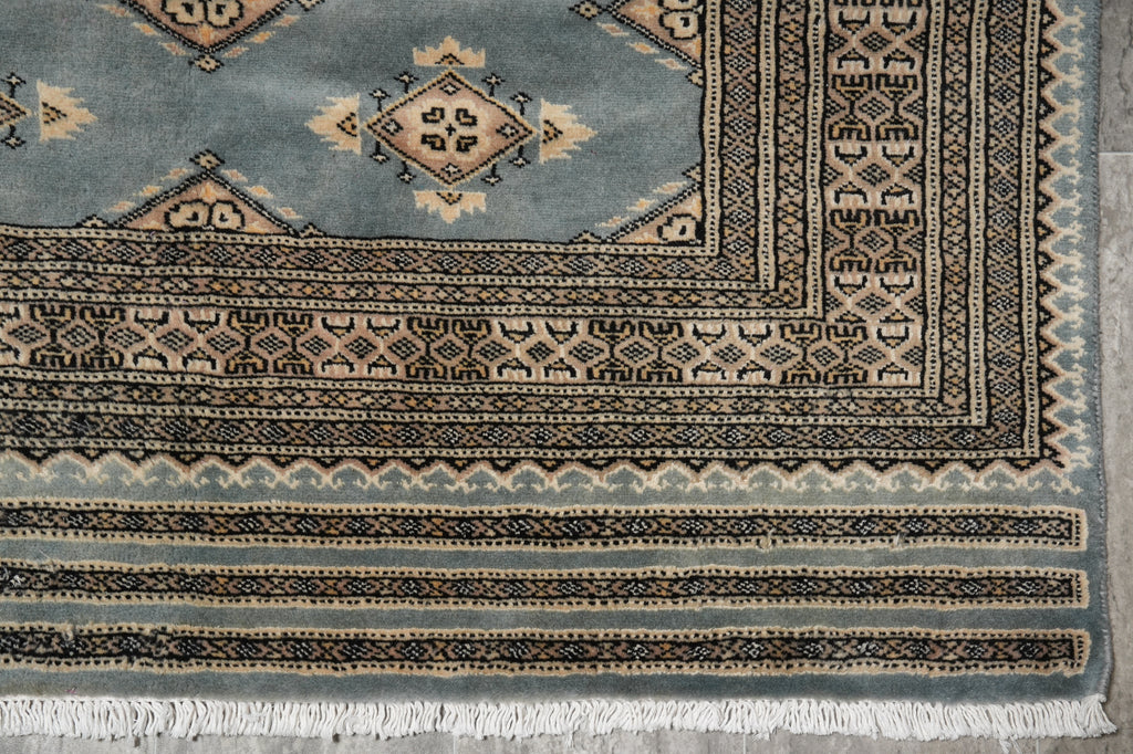 4 x 6 Hand-Knotted Jaldar Bkara Rug Slate Blue #F-3115