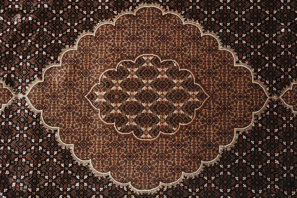 8.2 x 10.4 Mahi Tabriz Quality Handmade Wool And Silk Area Rug Black #F-4458